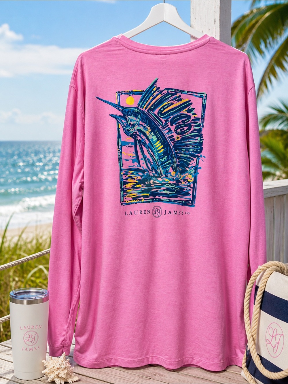 Lauren James Pink Performance Long Sleeve Fishing Shirt XXL Sailfish